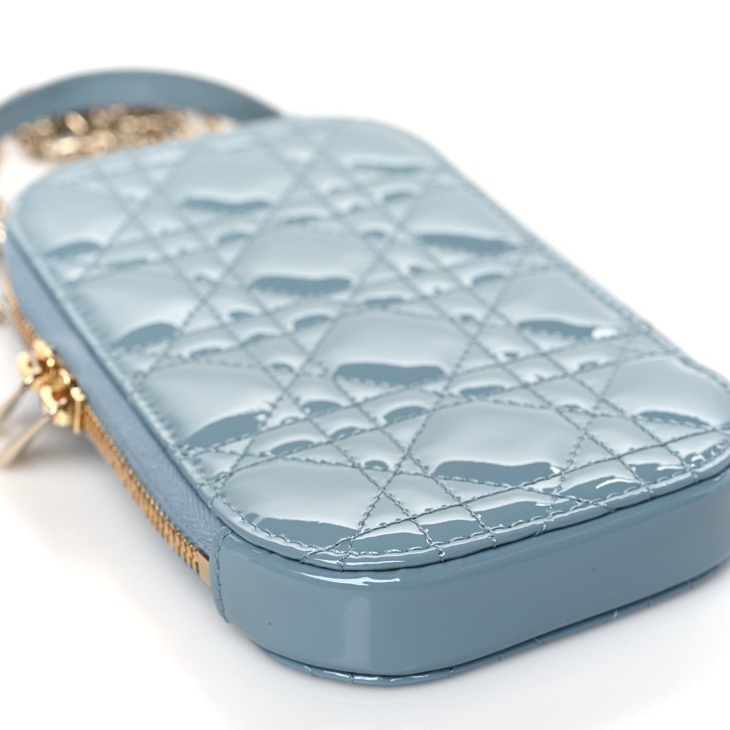 Christian Dior Patent Cannage Lady Dior Phone Holder Bracing Blue 8 of 10