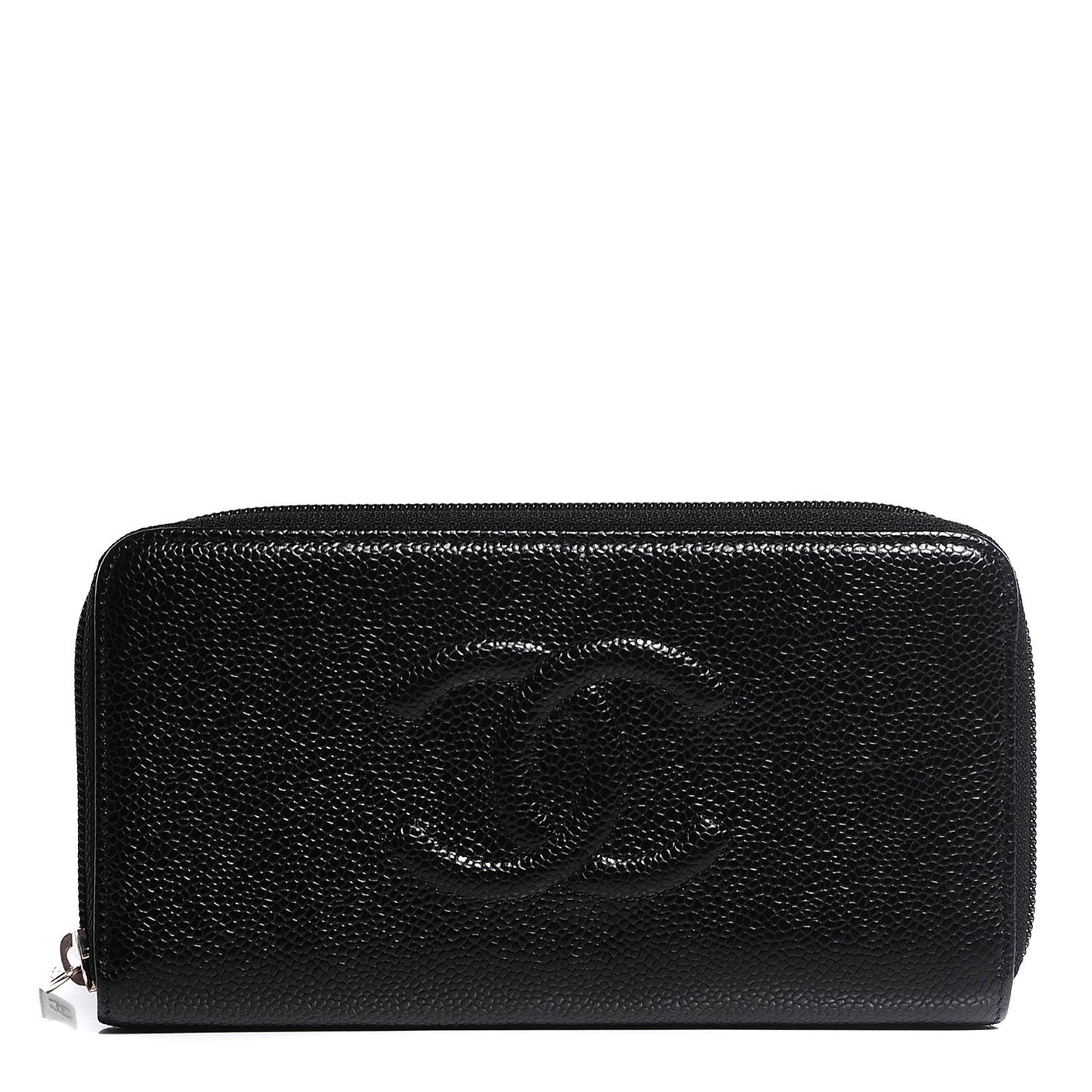 Caviar Large Timeless CC Zip Around Wallet Black