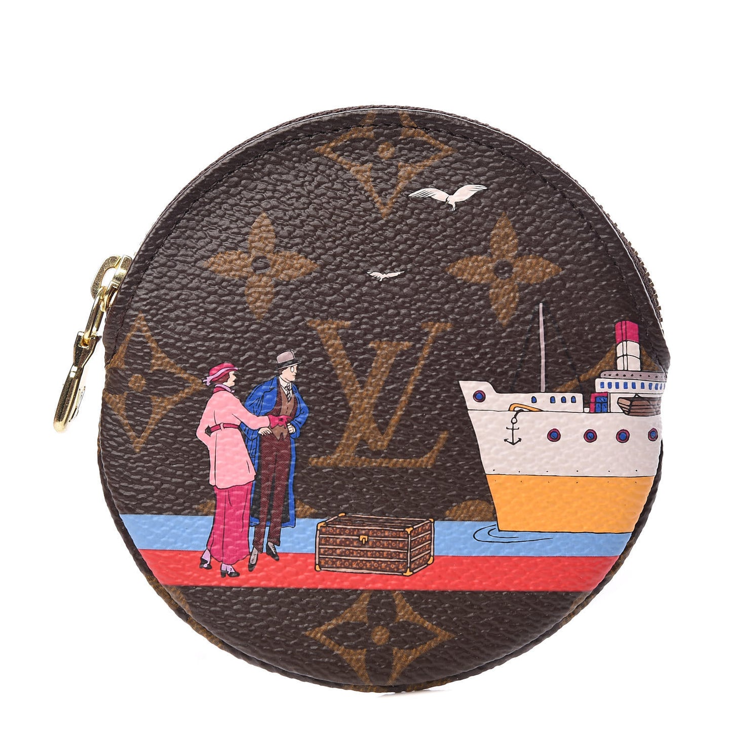 Monogram 2016 Christmas Animation Round Coin Purse Rouge