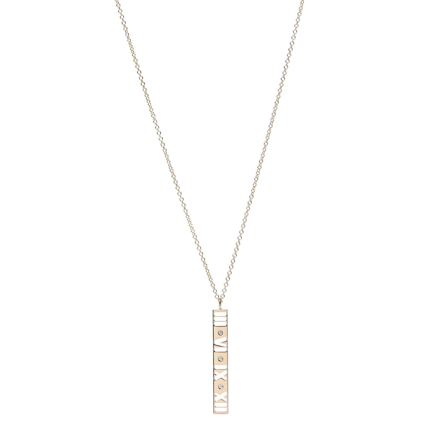 18K Rose Gold Diamond Atlas Bar Pendant Necklace