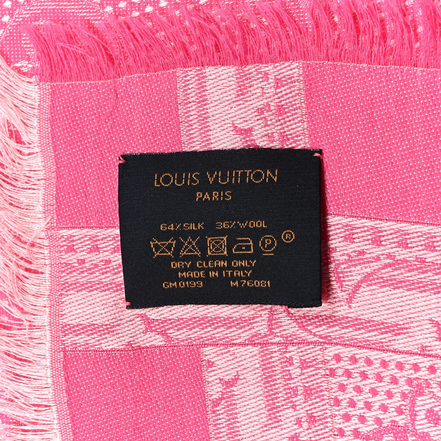 Silk Wool Monogram Shawl Pink