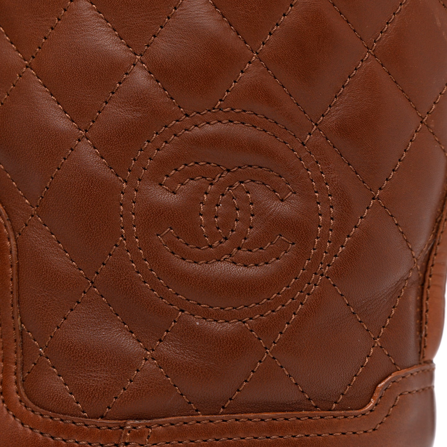 Calfskin Quilted CC Boots 37.5 Brown