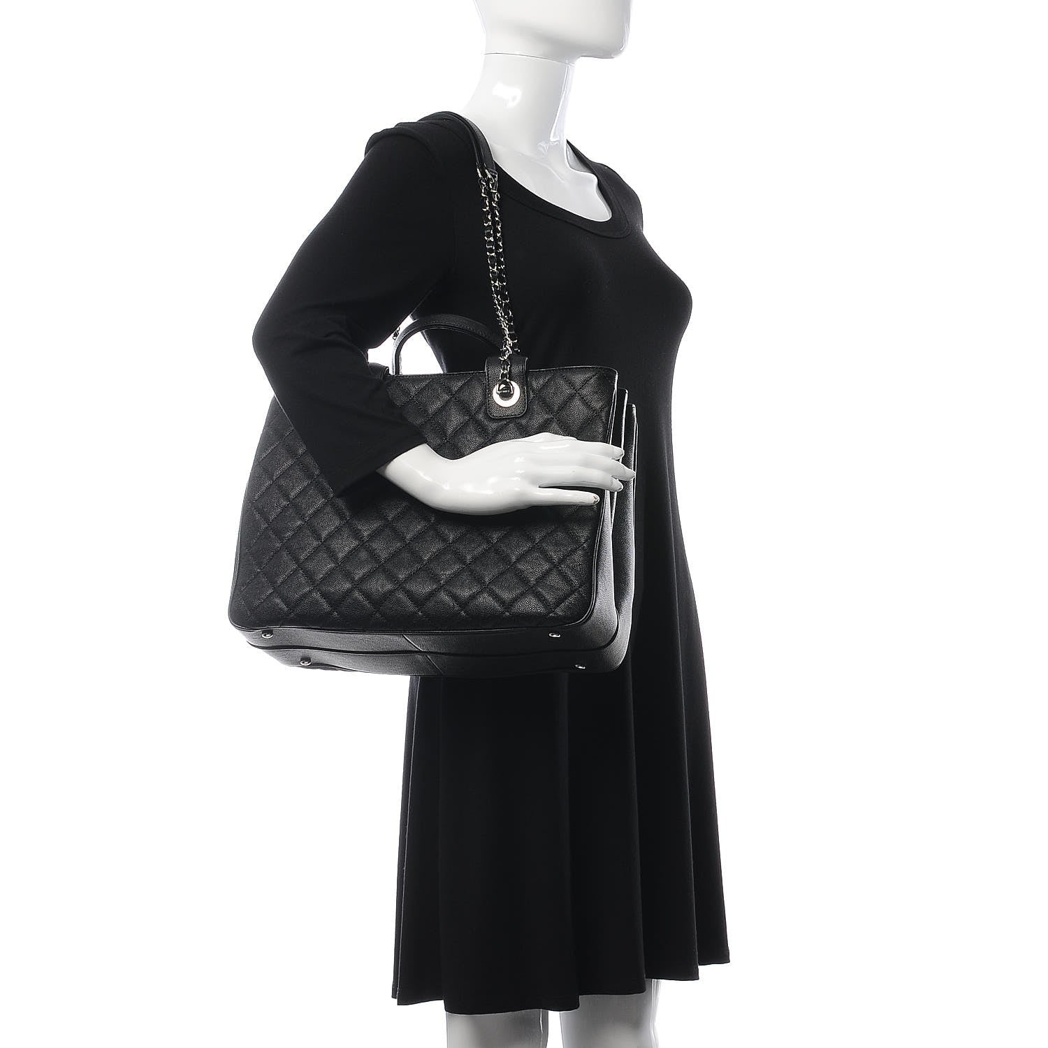 Chanel Caviar Quilted Large Urban Companion Top Handle Shopping Tote Black 2 of 9