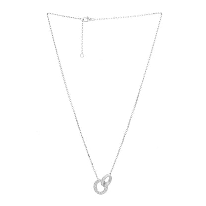 Cartier 18K White Gold Diamond Interlocking LOVE Paved Necklace 3 of 5