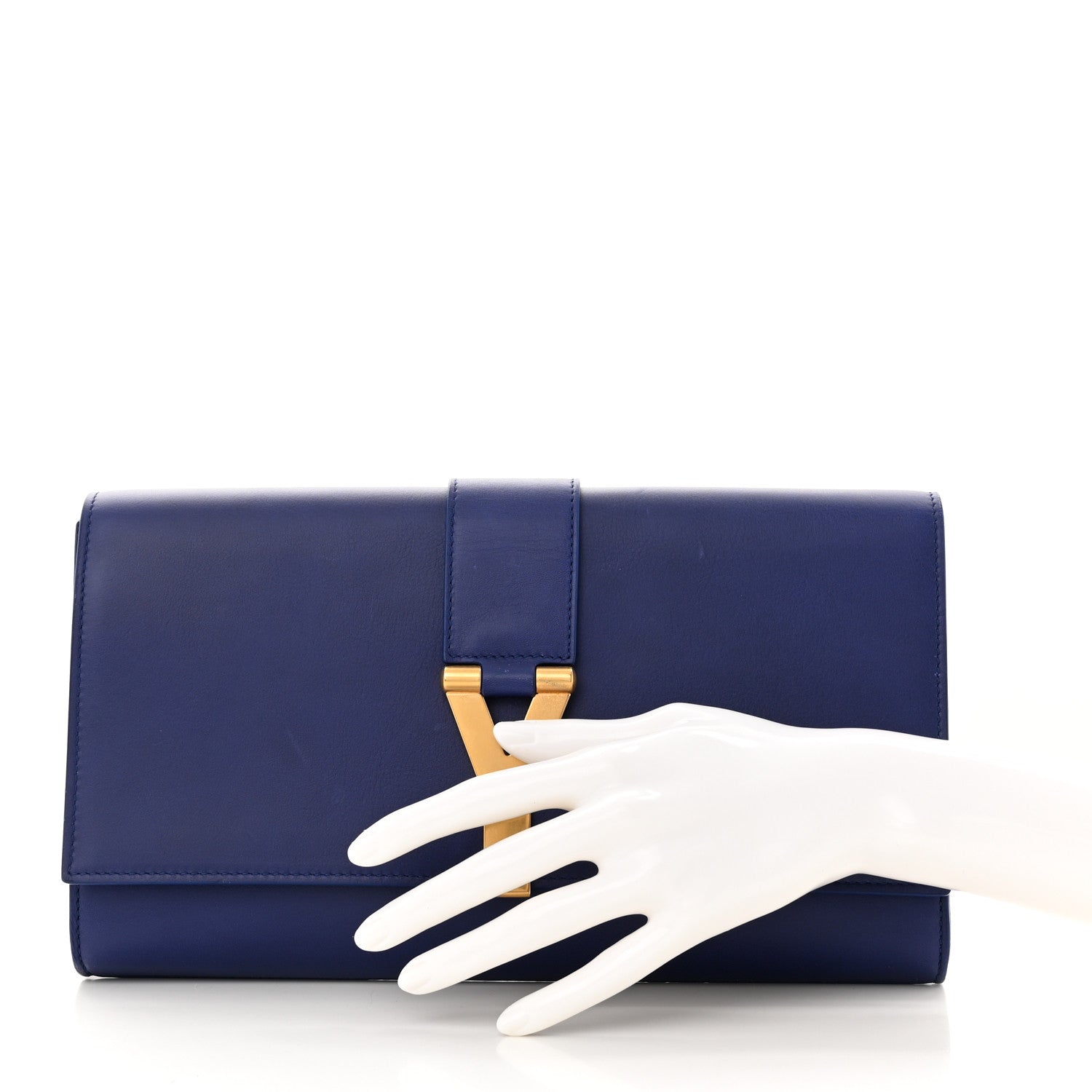 Saint Laurent Calfskin Classic Y Ligne Clutch Royal Blue 2 of 11