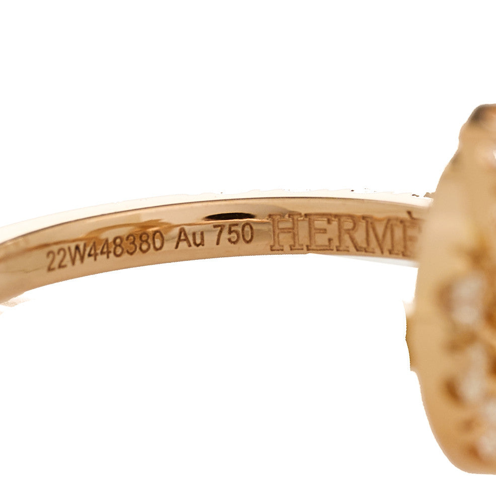 Hermes 18K Rose Gold Diamond Finesse Ring 50 5.25 7 of 8