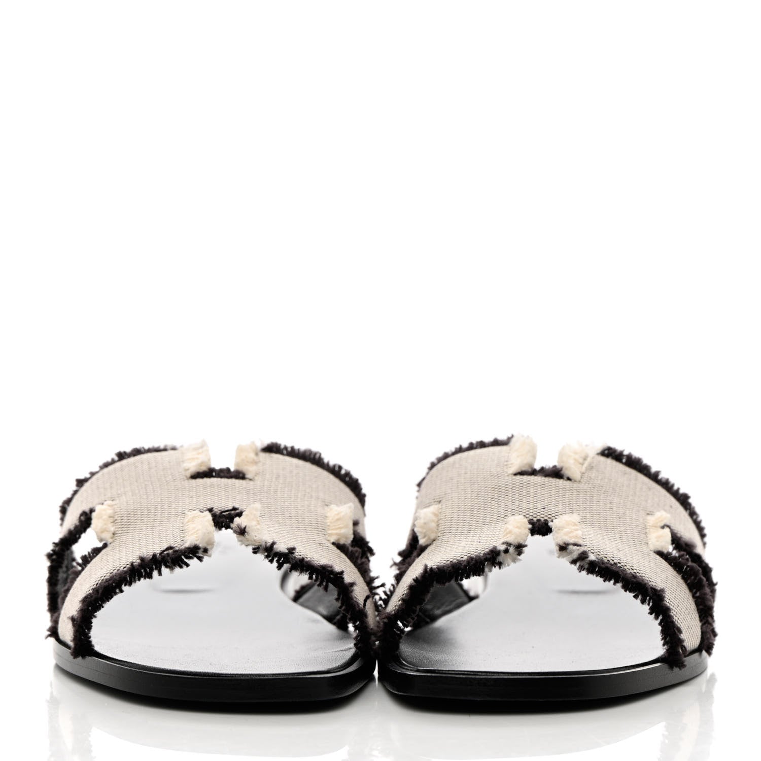 Hermes Toile H Oran Fringe Sandals 39 Prunoir 2 of 13