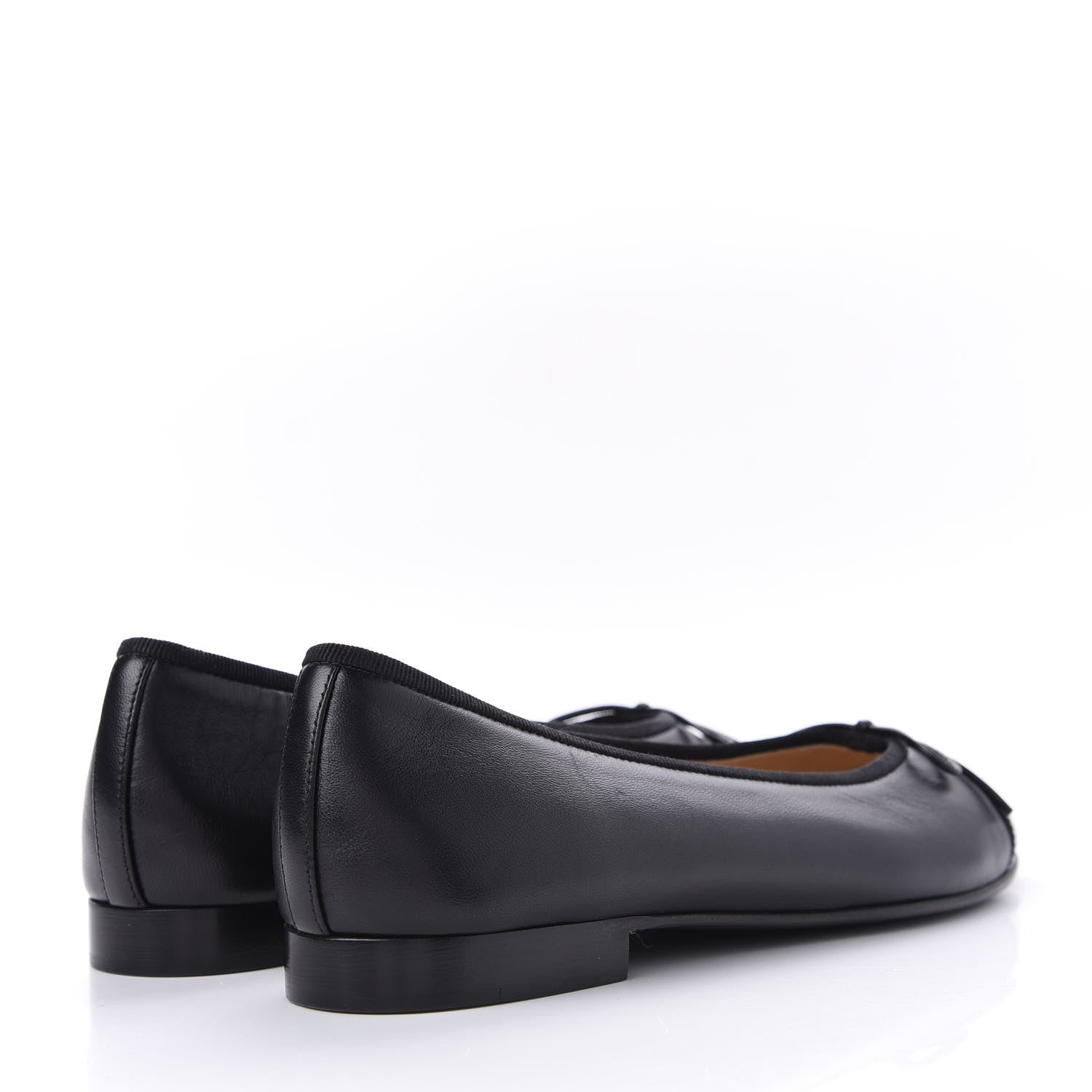 Chanel Lambskin Patent Cap Toe Ballerina Flats 37 Black 4 of 12