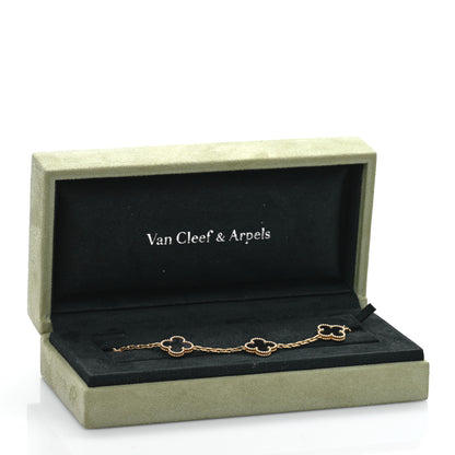 Van Cleef & Arpels 18K Yellow Gold Black Onyx 5 Motifs Vintage Alhambra Bracelet 4 of 4