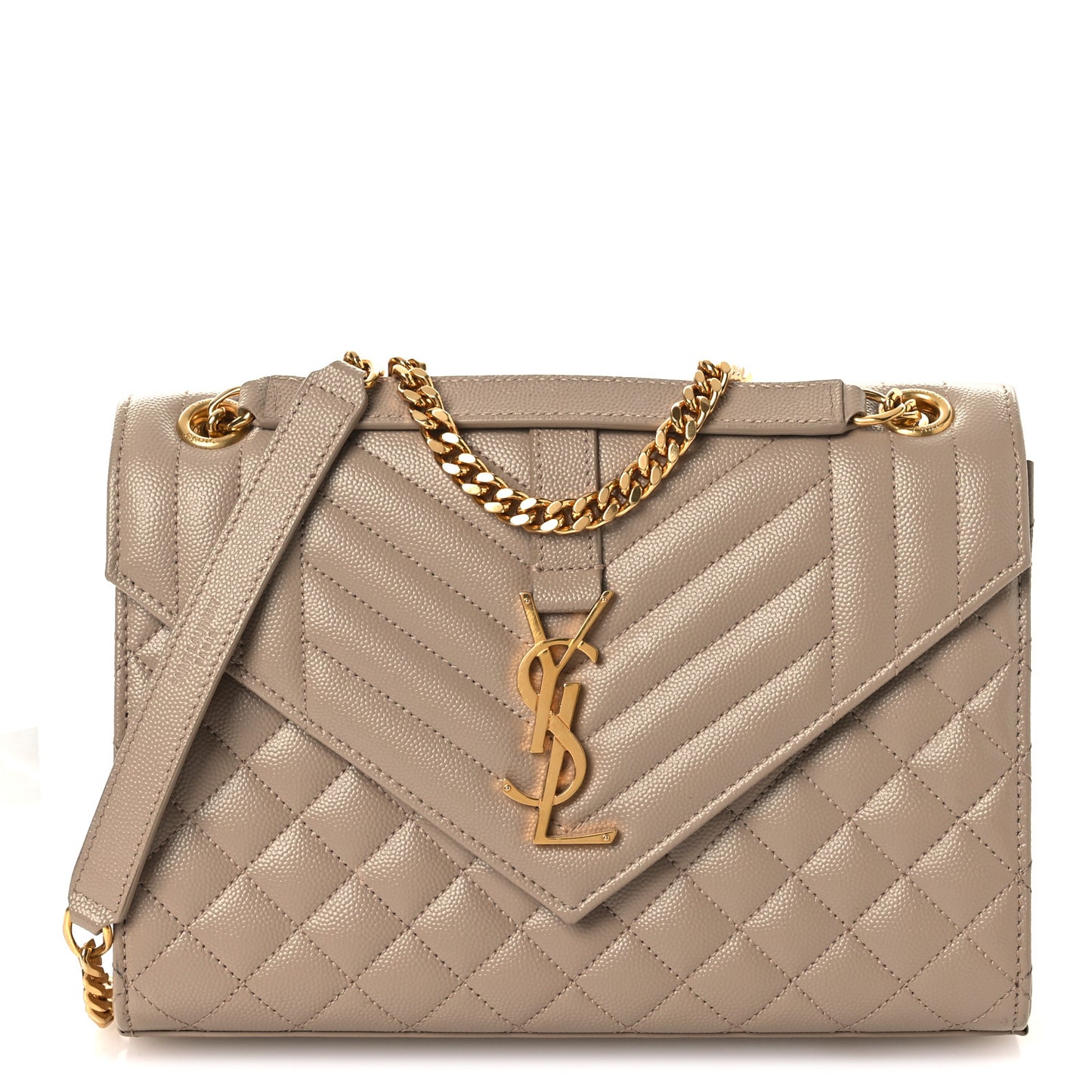 Grain De Poudre Textured Mixed Matelasse Medium Triquilt Monogram Satchel Dark Beige