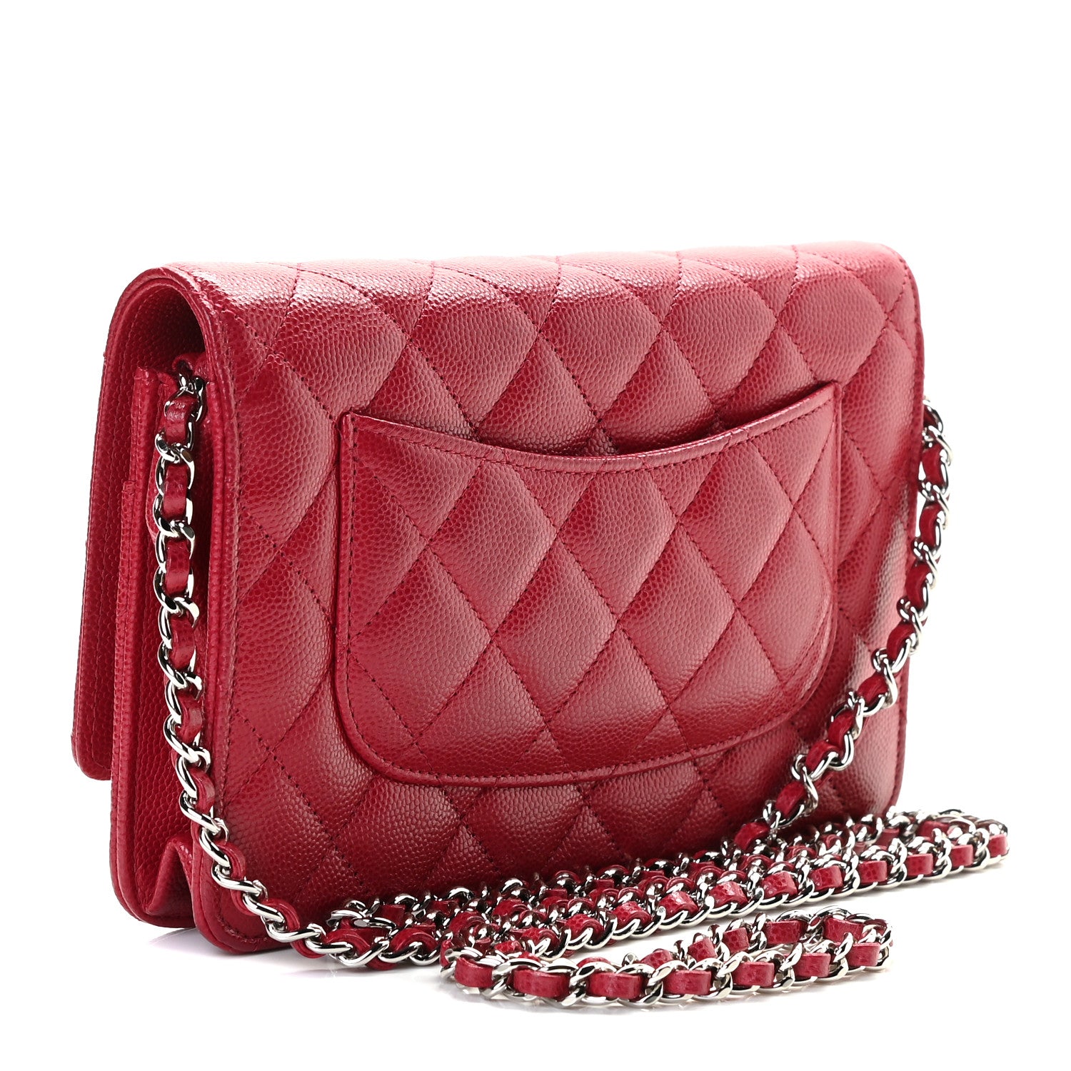 Chanel Caviar Quilted Wallet On Chain WOC Dark Red 2 of 8