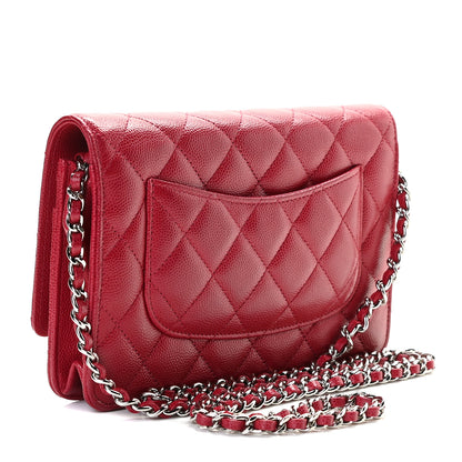 Chanel Caviar Quilted Wallet On Chain WOC Dark Red 2 of 8