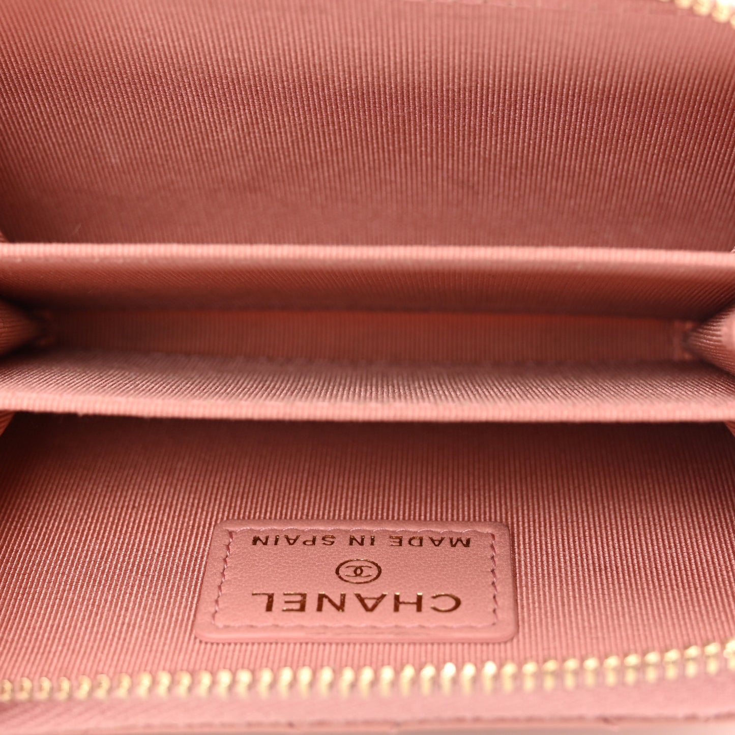 Lambskin Quilted Zip Around Coin Purse Light Pink