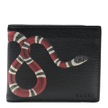 Gucci Shangai Calfskin Kingsnake Bi-Fold Wallet Black 1 of 6