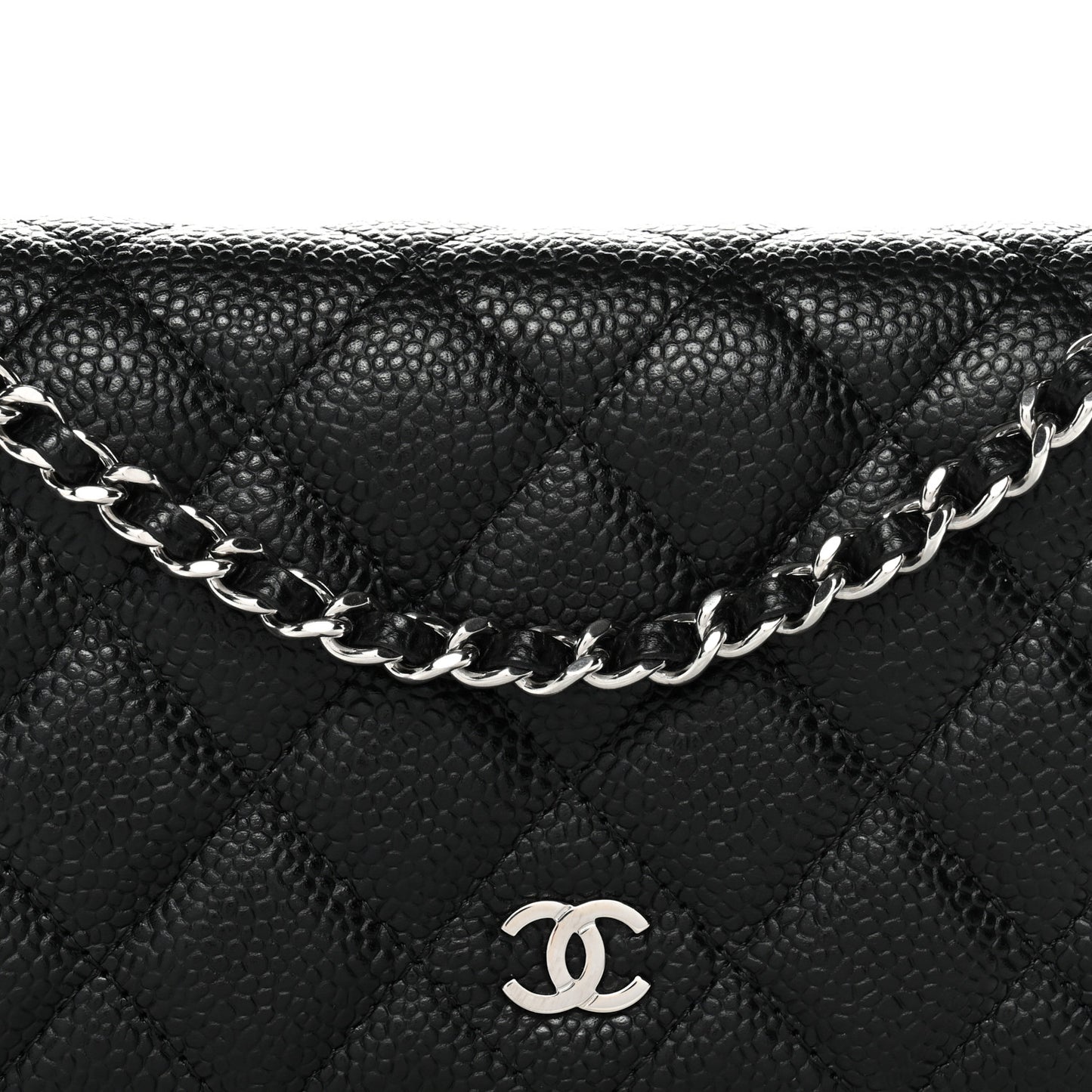 Caviar Quilted Wallet on Chain WOC Black