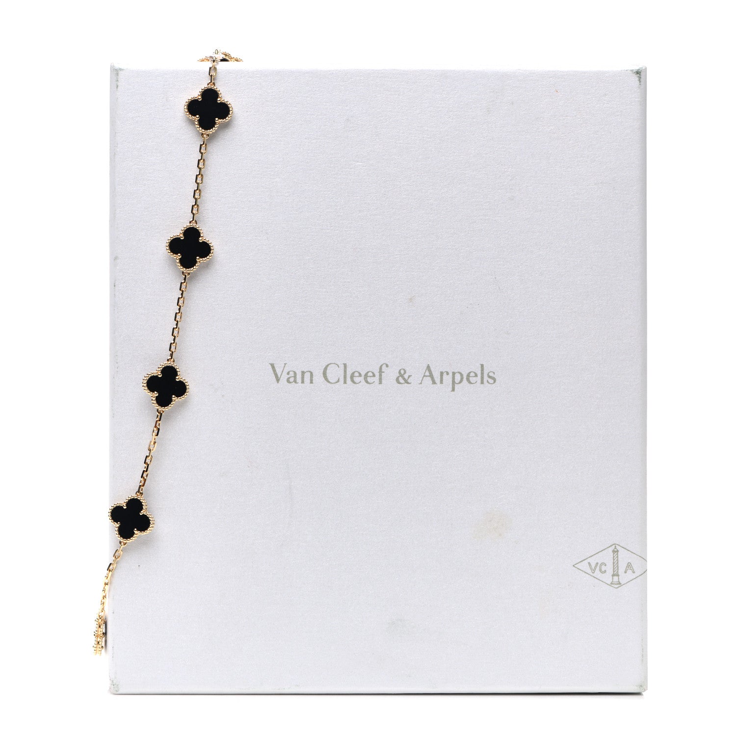 Van Cleef & Arpels 18K Yellow Gold Black Onyx 10 Motifs Vintage Alhambra Necklace 8 of 8