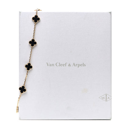 Van Cleef & Arpels 18K Yellow Gold Black Onyx 10 Motifs Vintage Alhambra Necklace 8 of 8