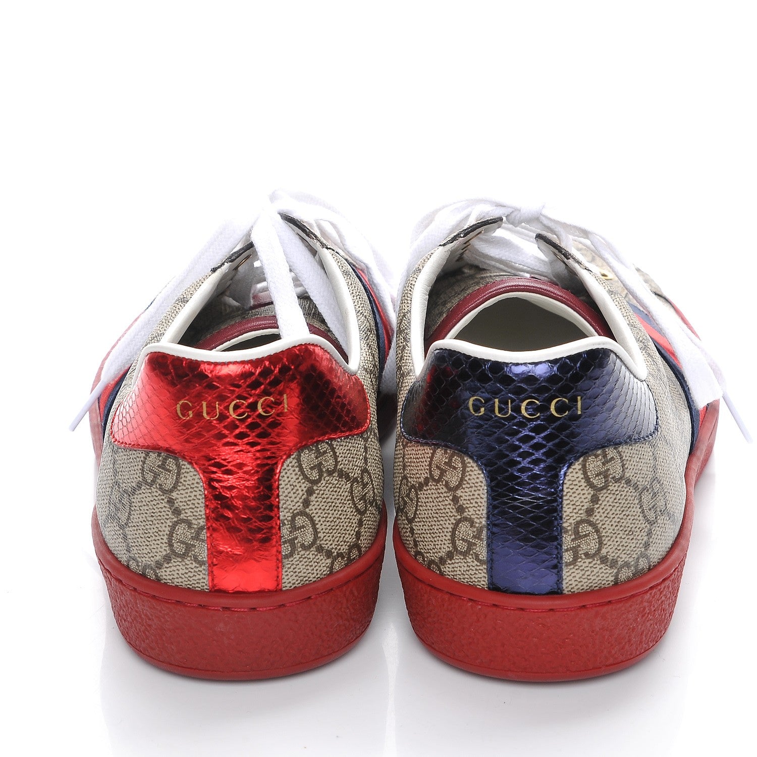 Gucci GG Supreme Monogram Ayers Web Mens Ace Sneakers 9.5 Blue Red 5 of 8