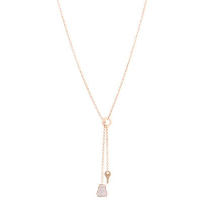 Hermes 18K Rose Gold Diamond PM Kelly Clochette Necklace 1 of 6