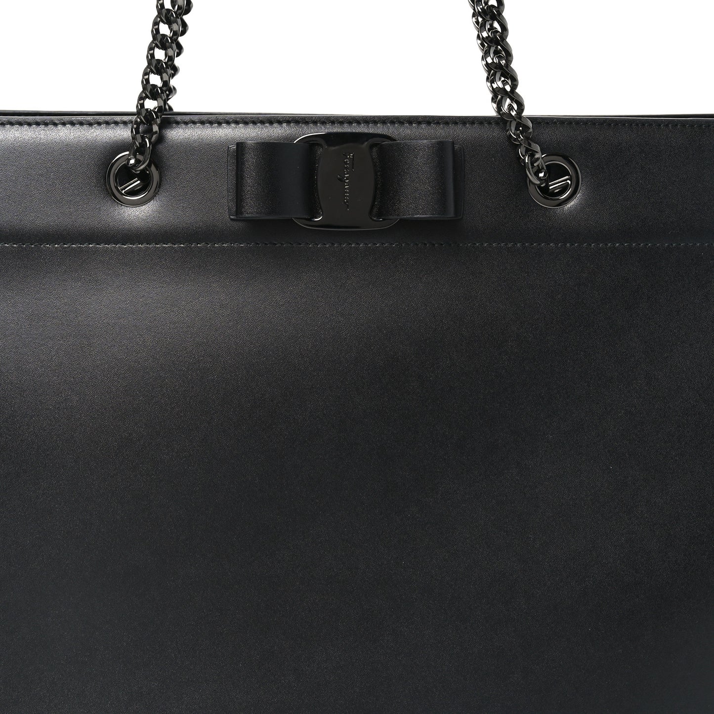 Calfskin Vara Bow Chain Tote Black