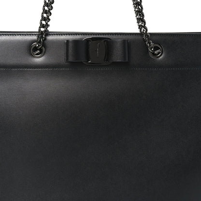 Salvatore Ferragamo Calfskin Vara Bow Chain Tote Black 7 of 9