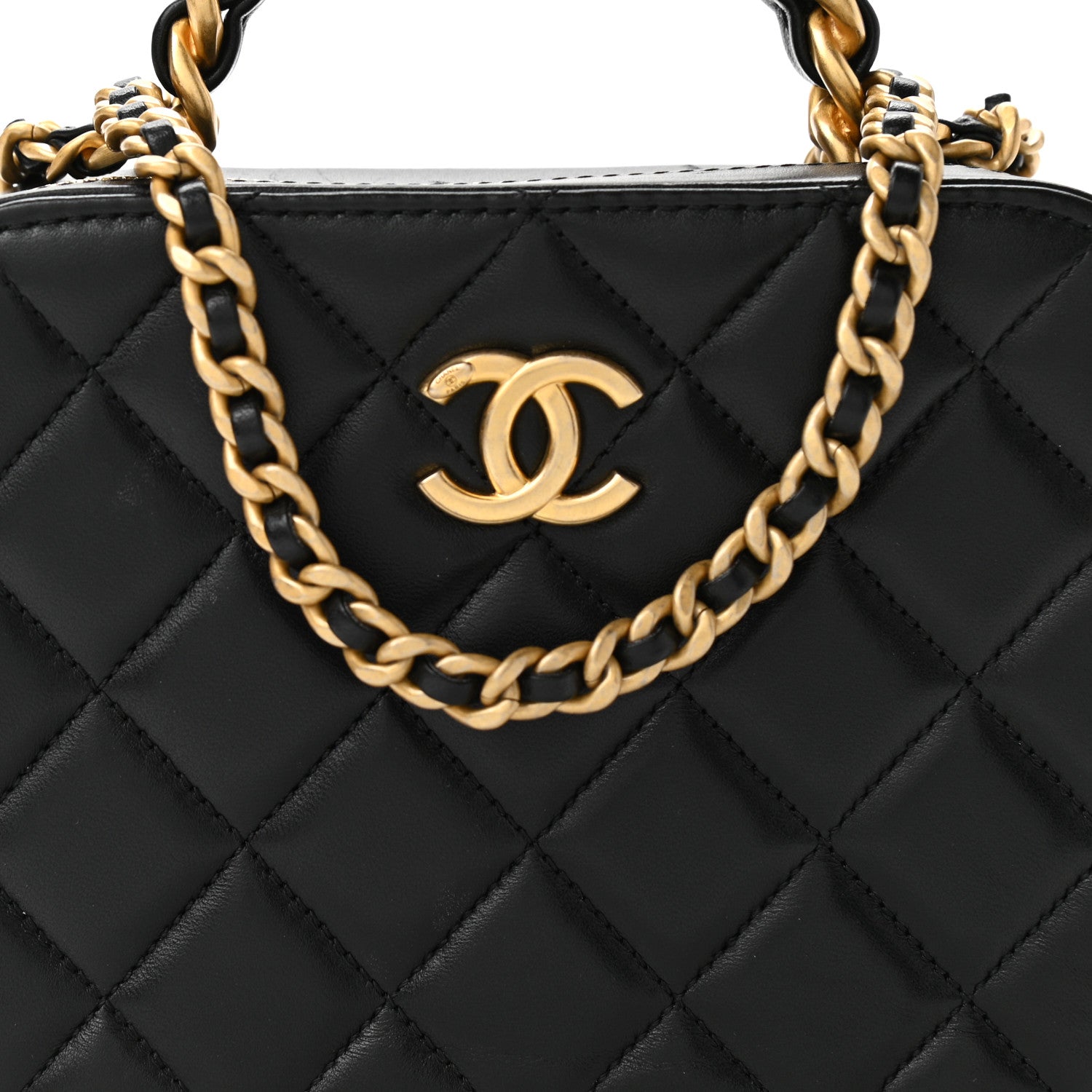 Chanel Lambskin Quilted Top Handle Small Vanity Case Black 9 of 13
