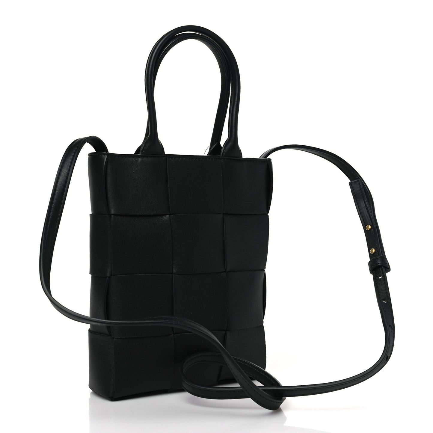 Lambskin Maxi Intrecciato North South Cassette Tote Black