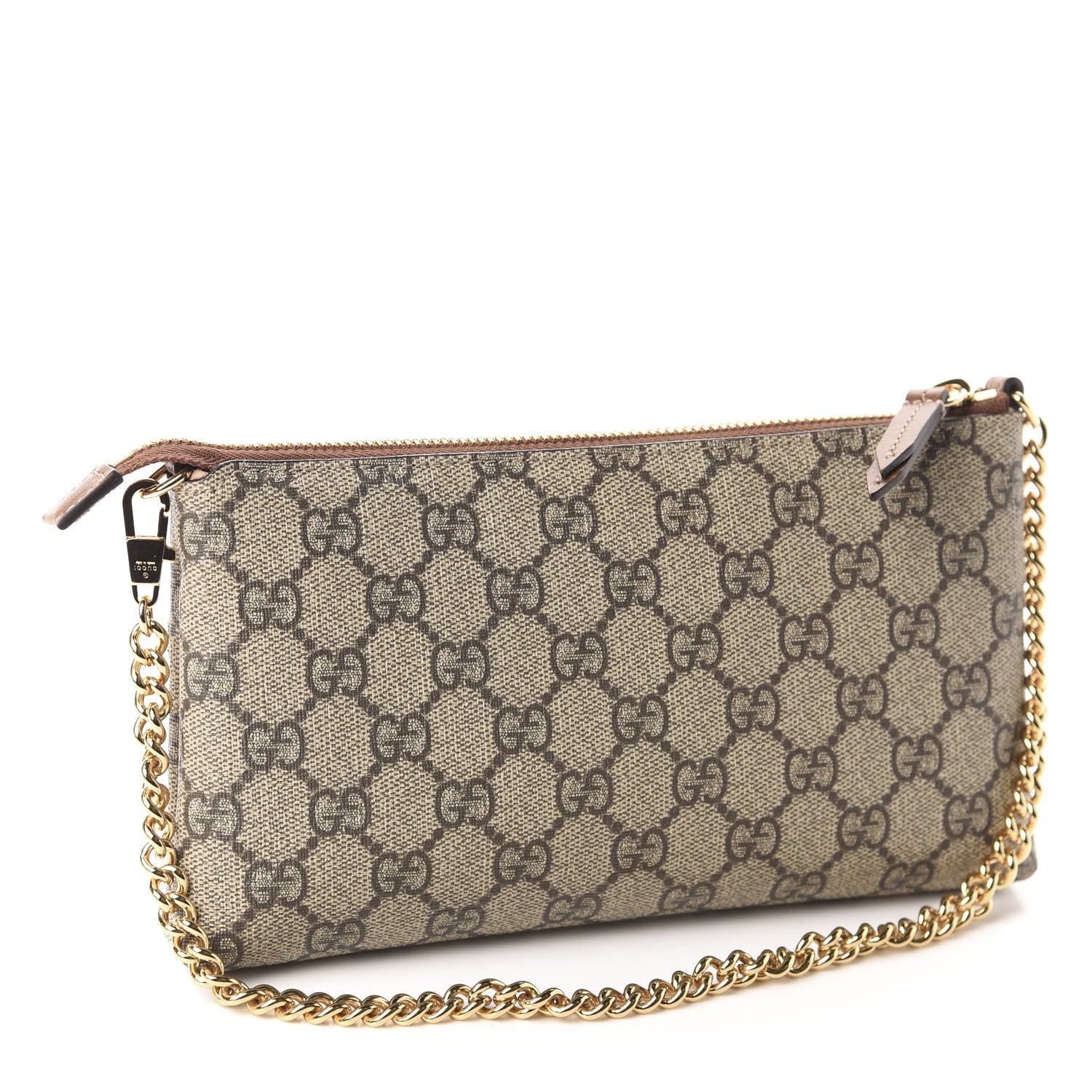 Gucci GG Supreme Monogram Embroidered Flower Chain Wrist Wallet 3 of 11