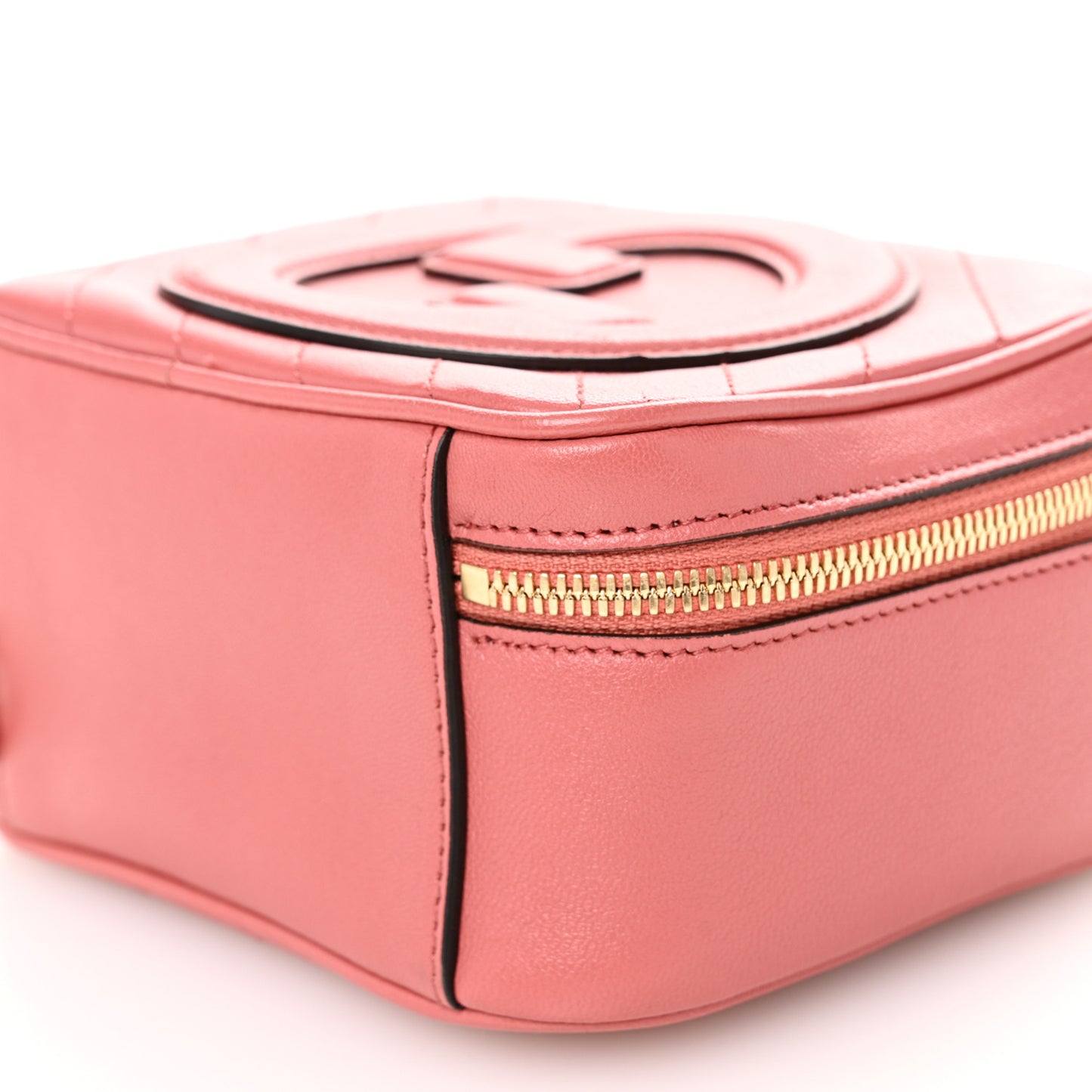 Sakai Be Green Calfskin Diagonal Stitched Small Blondie Shoulder Bag Pink