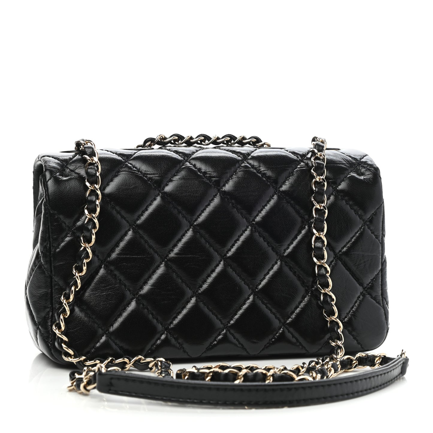 Shiny Lambskin Quilted Small Montcoco Flap Black