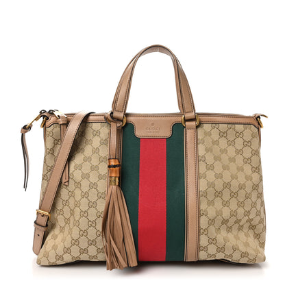 Gucci Monogram Web Medium Rania Top Handle Bag Khaki 1 of 10