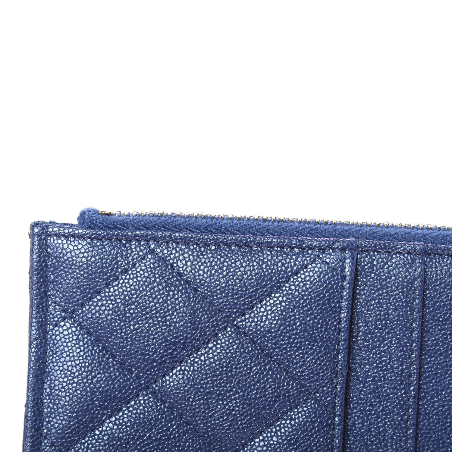 Chanel Iridescent Caviar Quilted Classic Flat Wallet Pouch Dark Blue 10 of 11