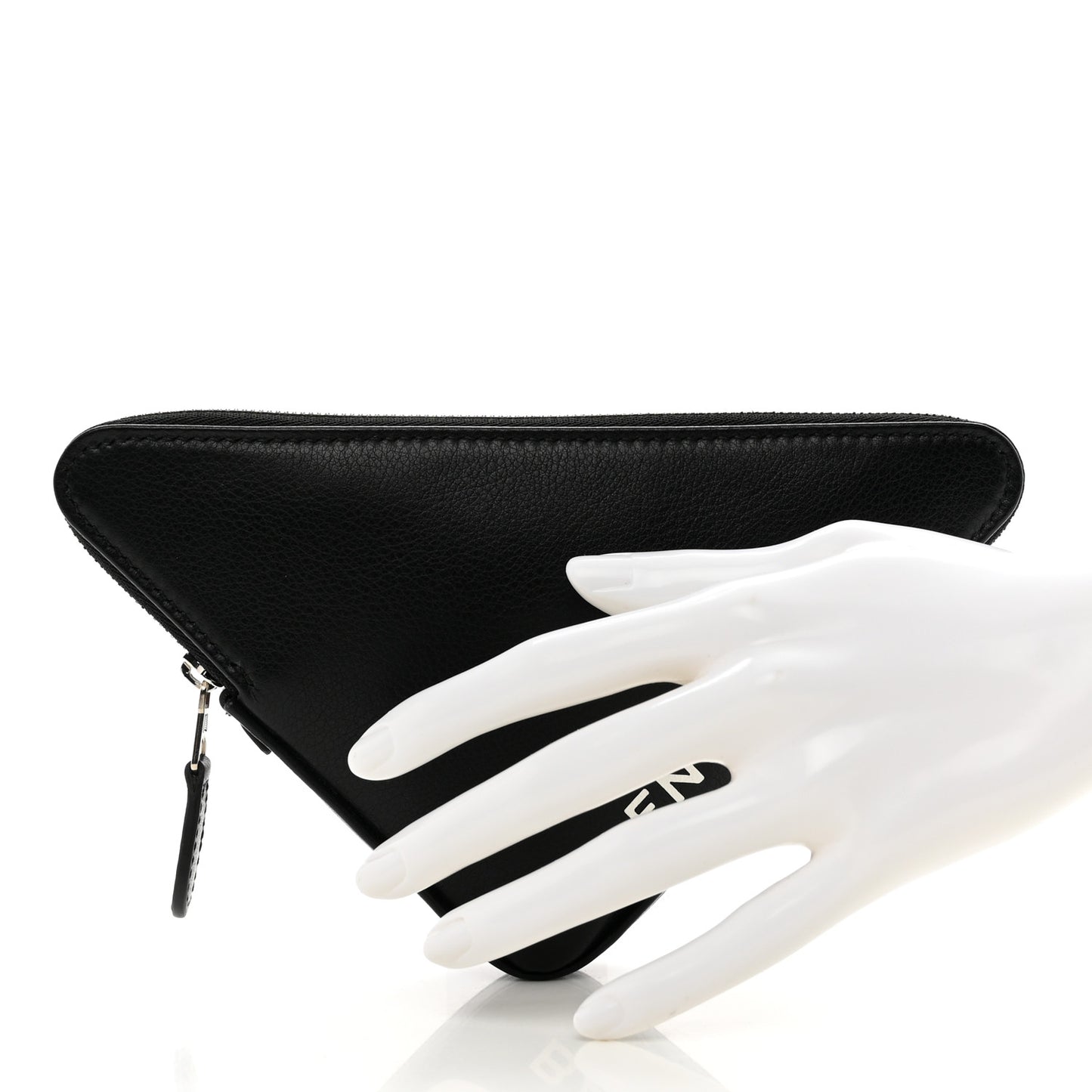 Shiny Day Calfskin M Triangle Pouch Black