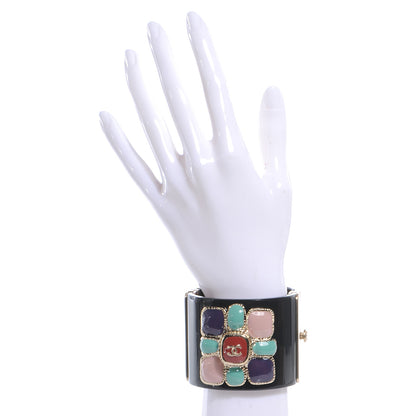 Chanel Resin CC Cabochon Cuff Black 2 of 5