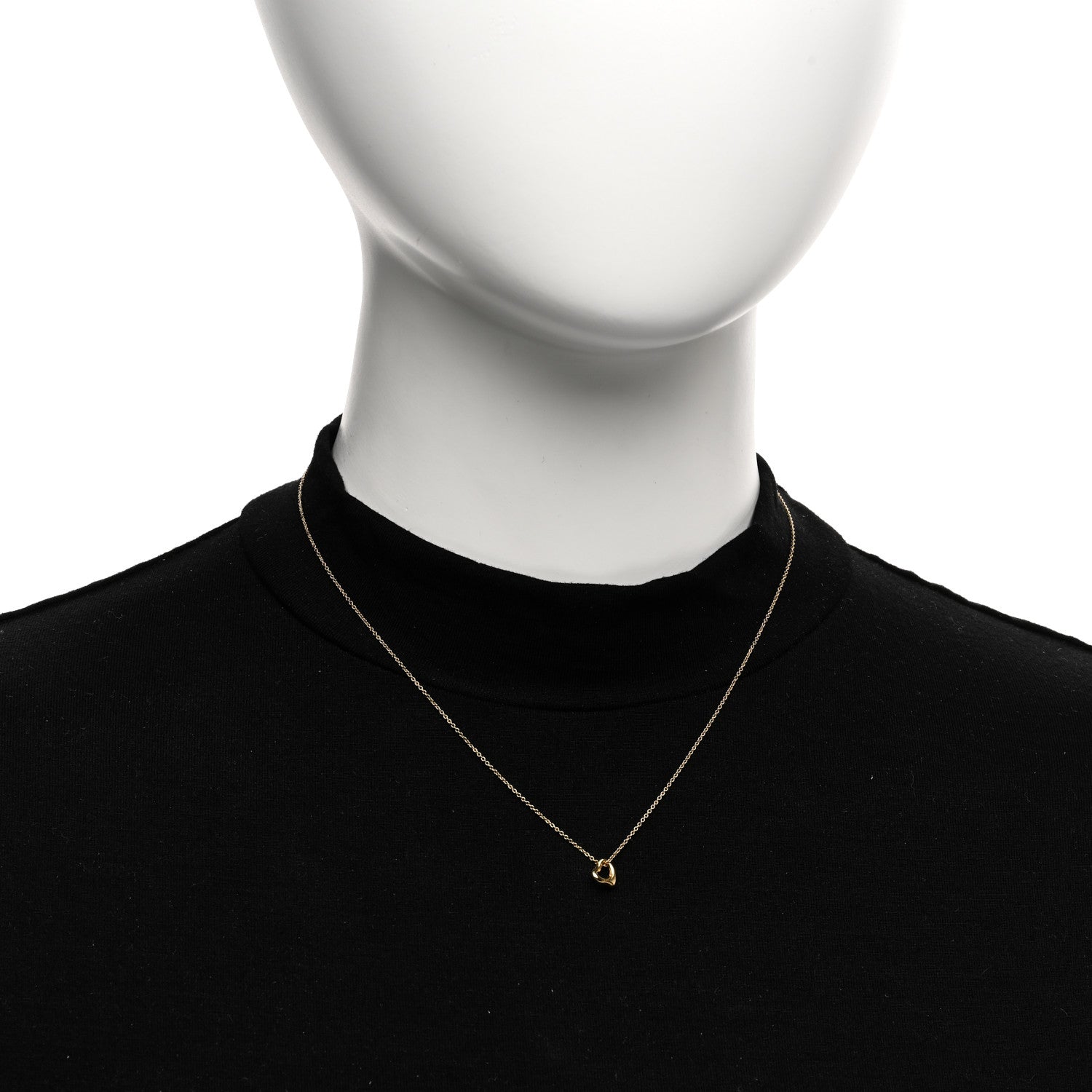 Tiffany 18K Yellow Gold 7mm Elsa Peretti Open Heart Pendant Necklace 2 of 5