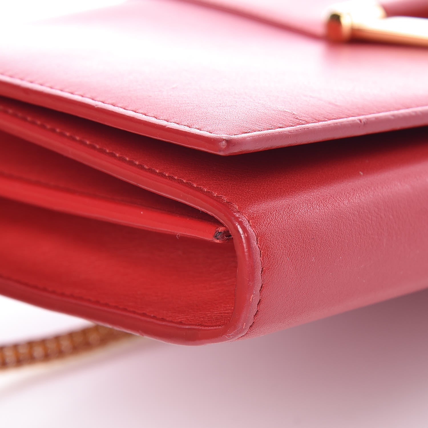 Saint Laurent Calfskin Classic Y Ligne Chain Wallet Red 11 of 13