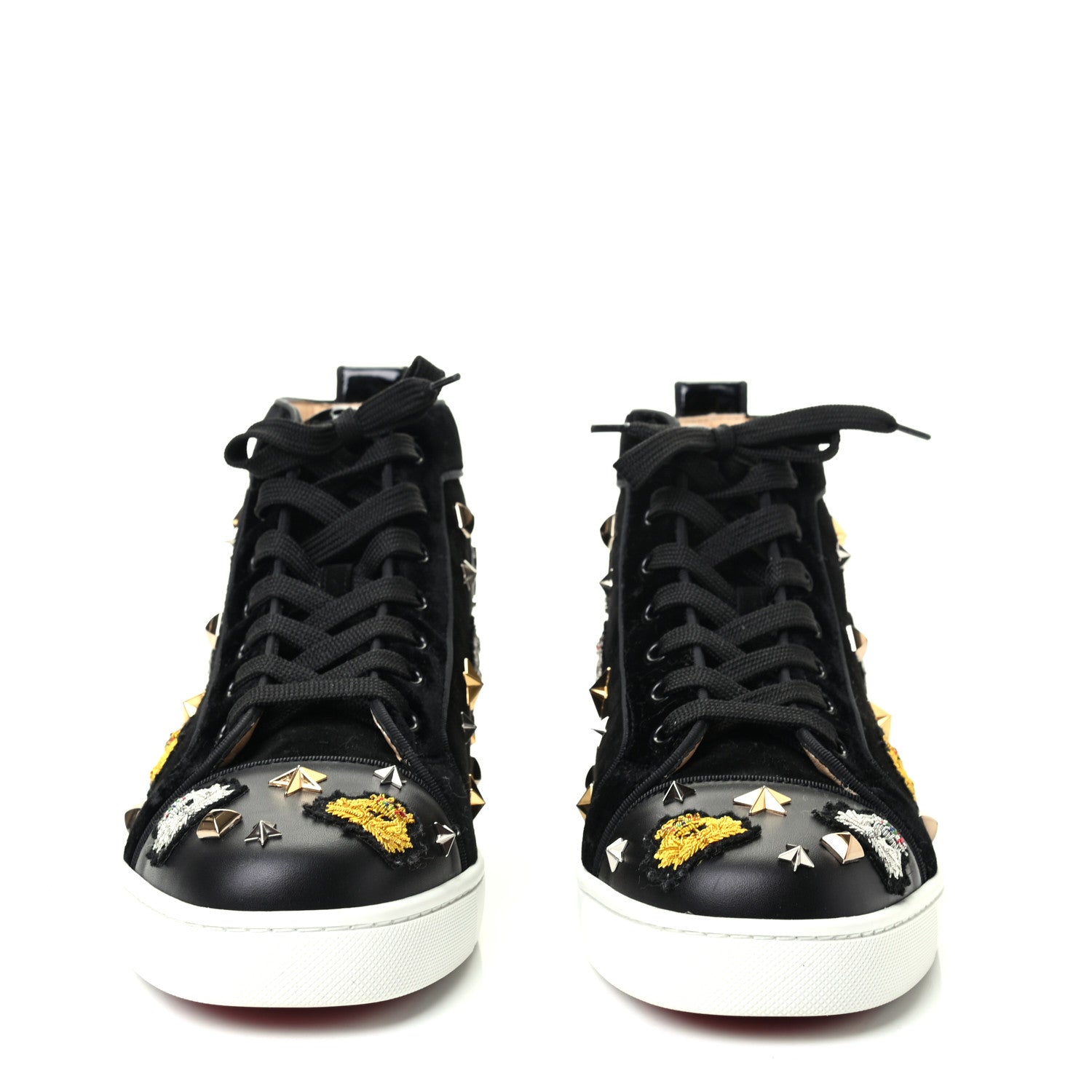 Christian Louboutin Veau Velours Velvet Patent Calfskin Mens Loubacademia Flat Sneakers 41.5 Black 2 of 9
