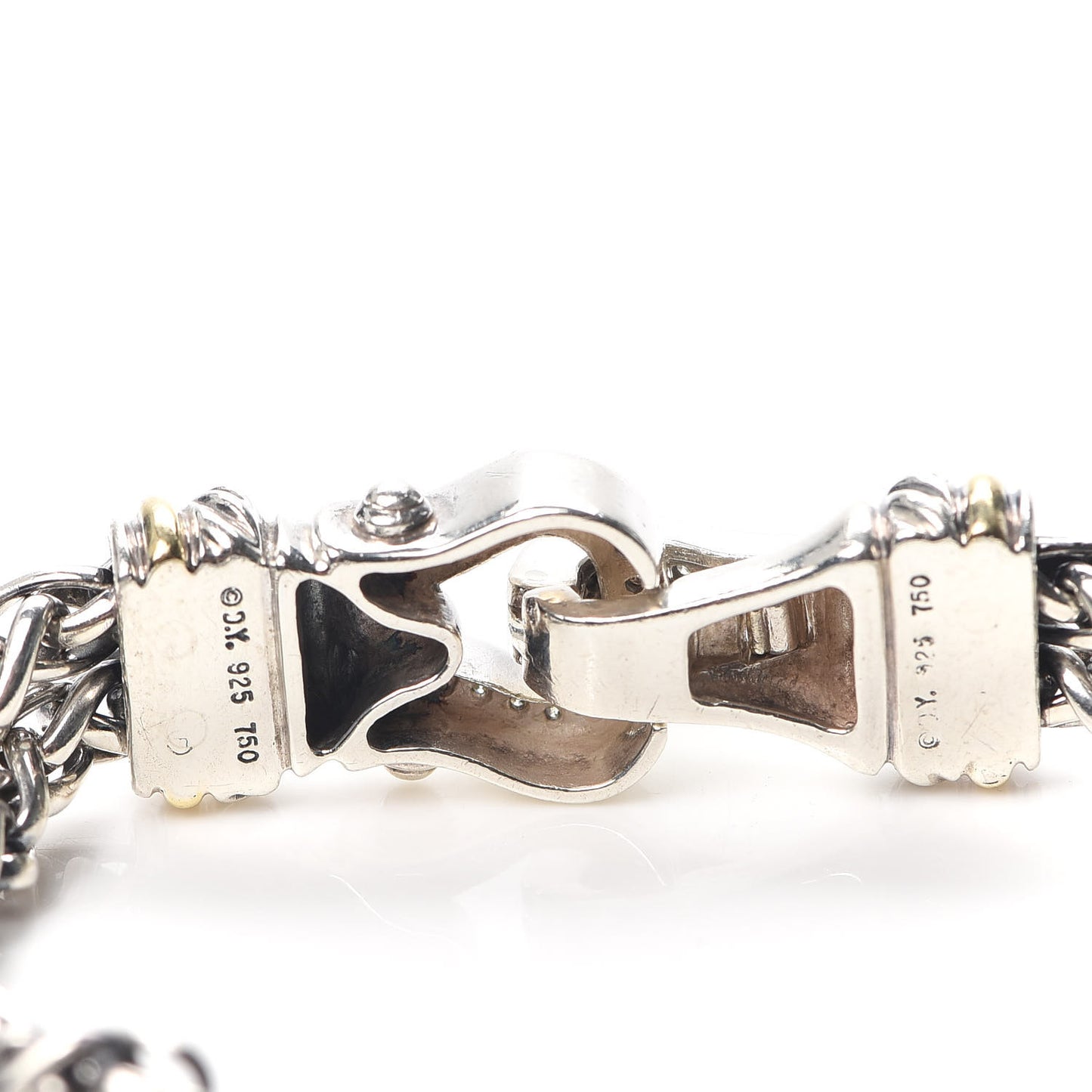 Sterling Silver 18K Yellow Gold Diamond Double Wheat Buckle Bracelet