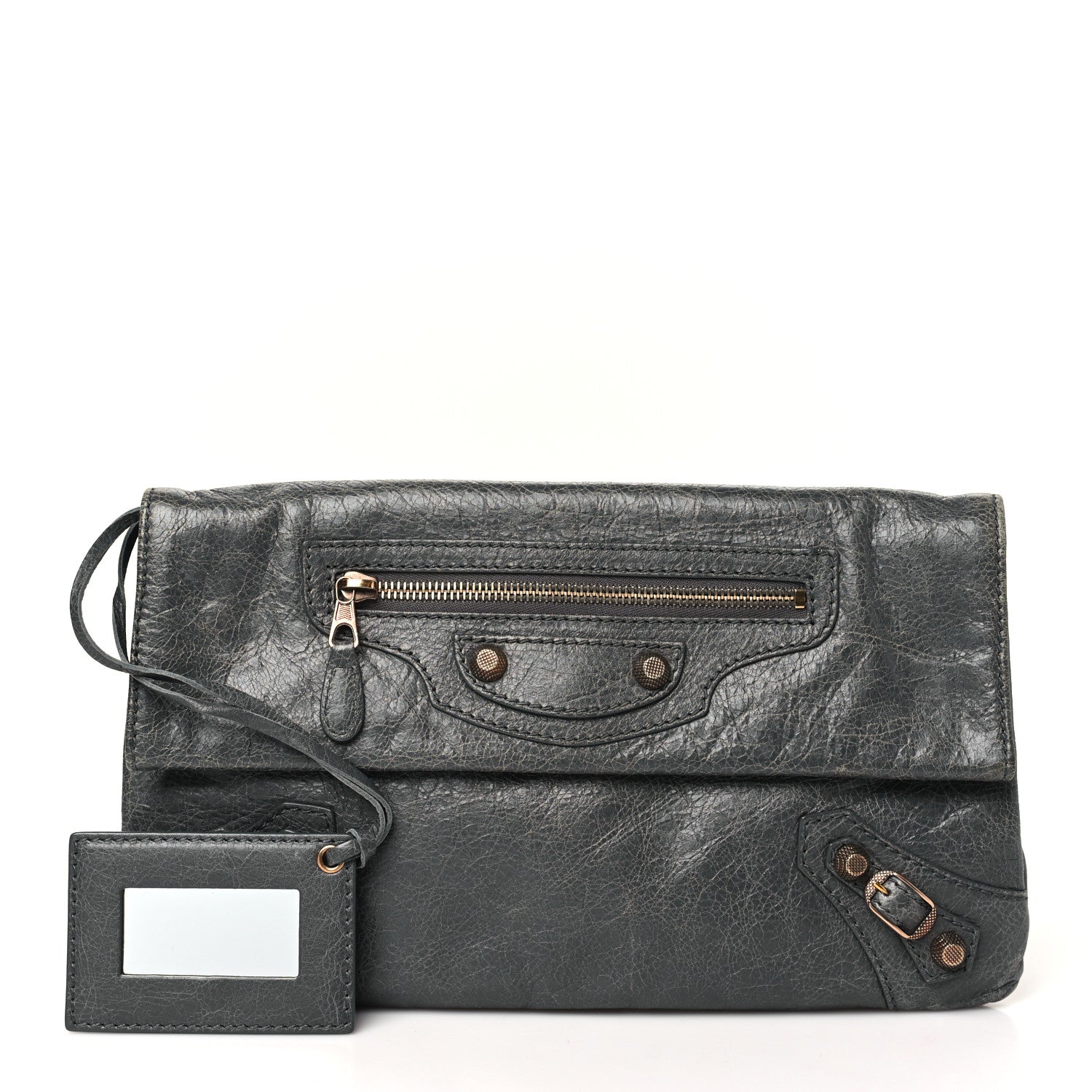 Balenciaga Agneau Giant 12 Rose Gold Hardware Envelope Clutch Tarmac 3 of 11