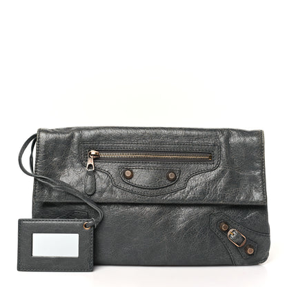 Balenciaga Agneau Giant 12 Rose Gold Hardware Envelope Clutch Tarmac 3 of 11