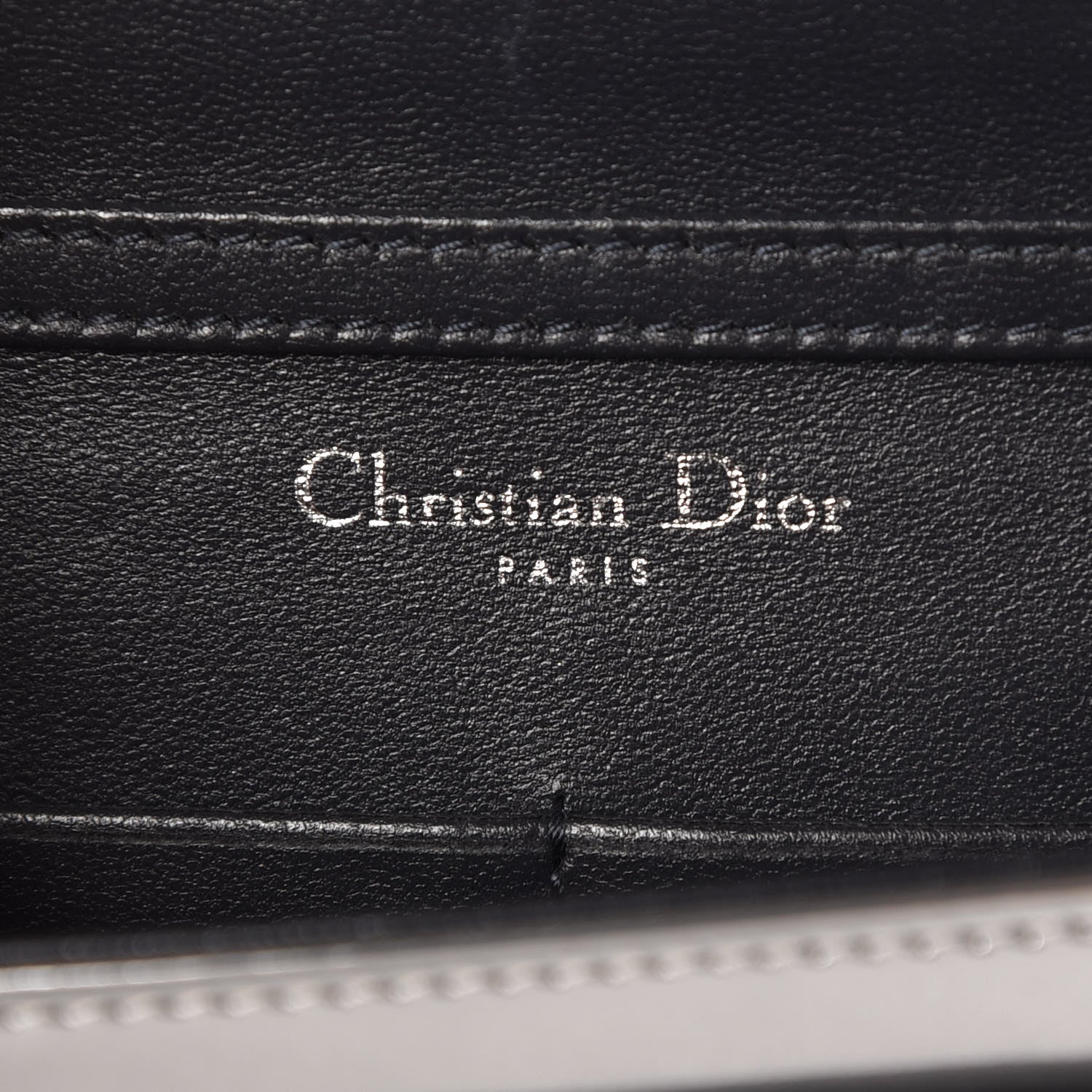 Christian Dior Metallic Patent Micro-Cannage Diorama Wallet on Chain Pouch Silver 6 of 6