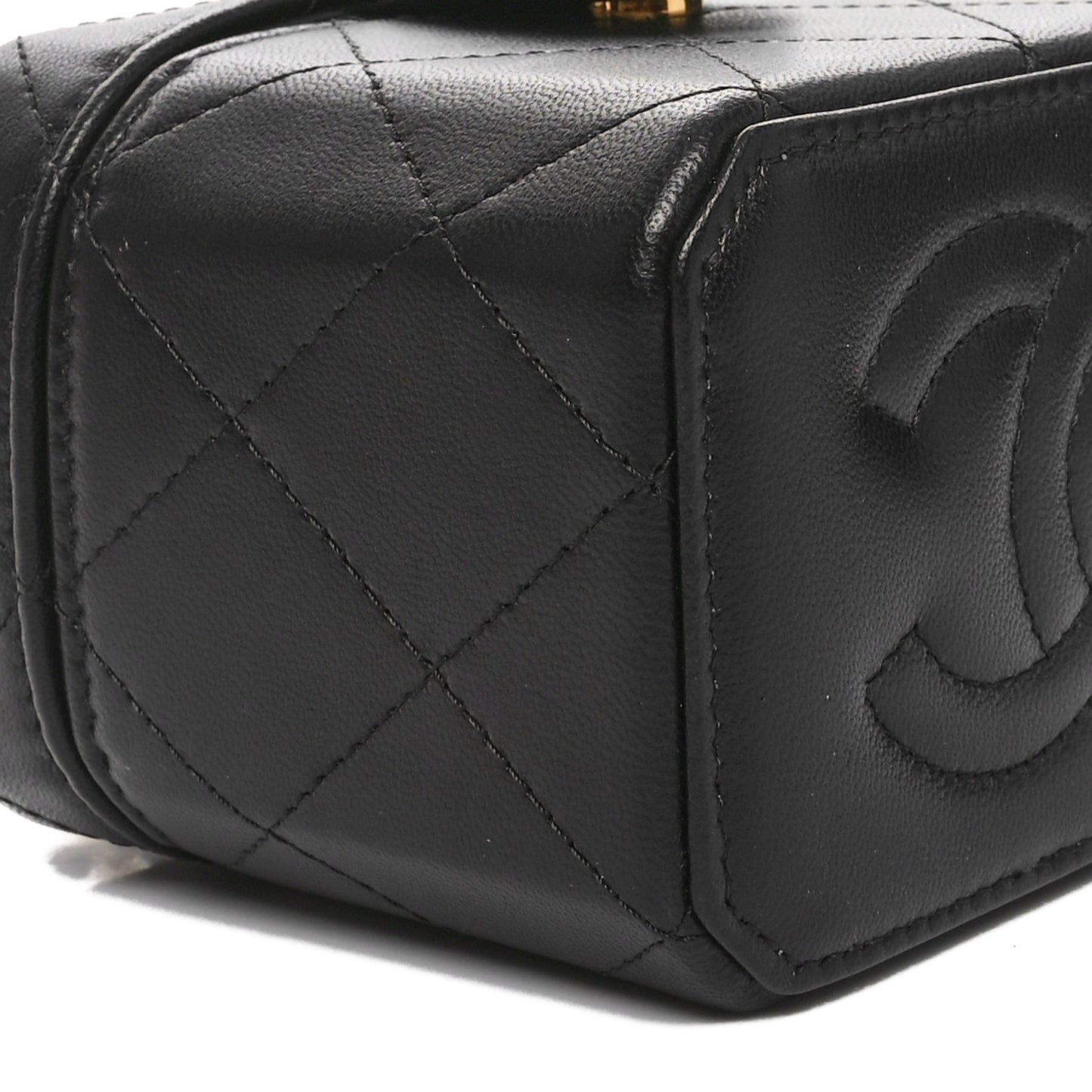 Lambskin Quilted Vanity Clutch With Chain Black