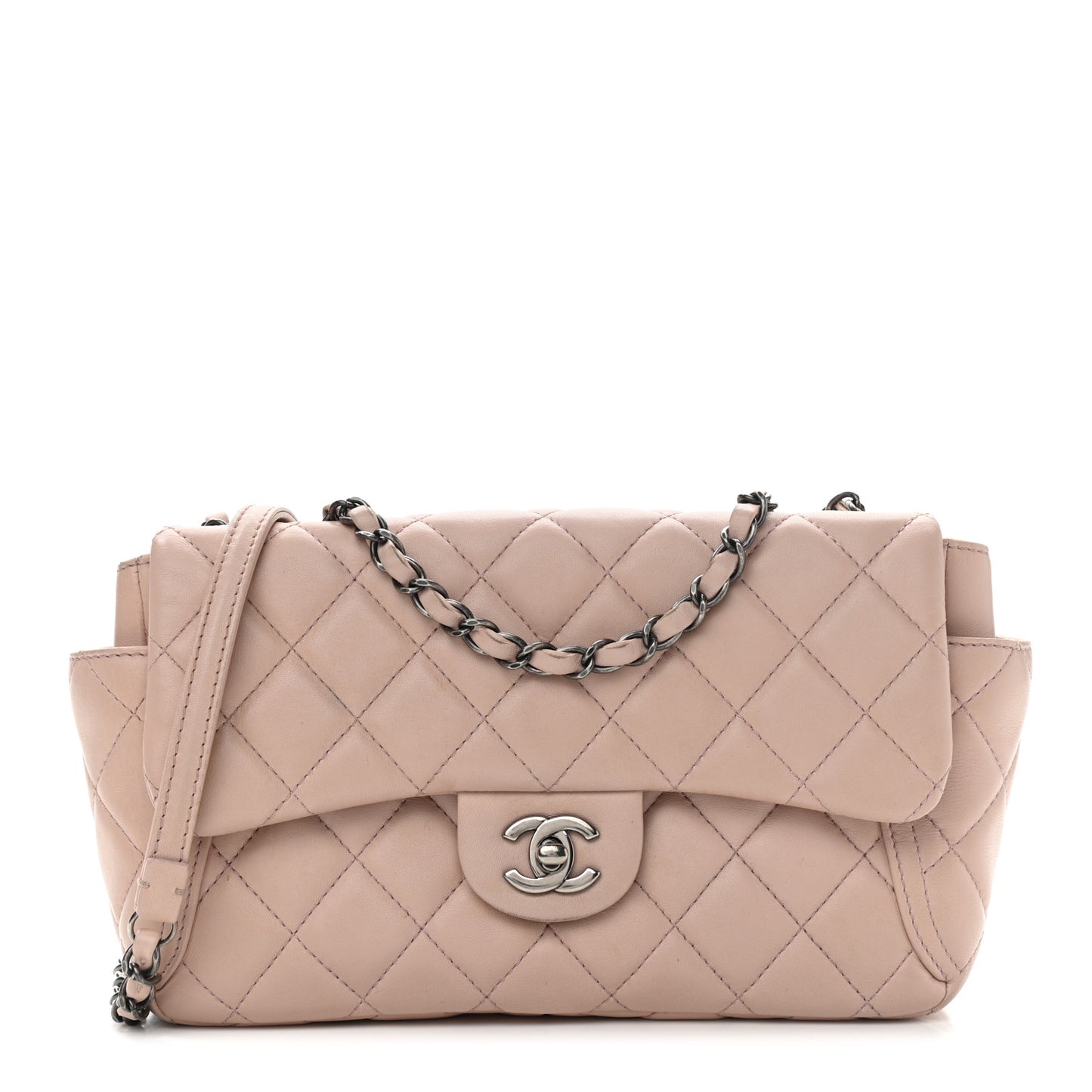 Lambskin Medium Around Pockets Flap Light Pink