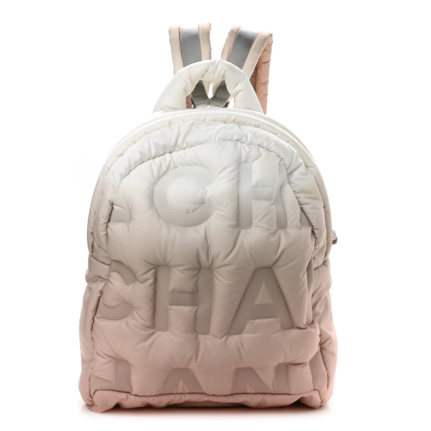 Nylon Embossed Small Doudoune Backpack Pink Grey White