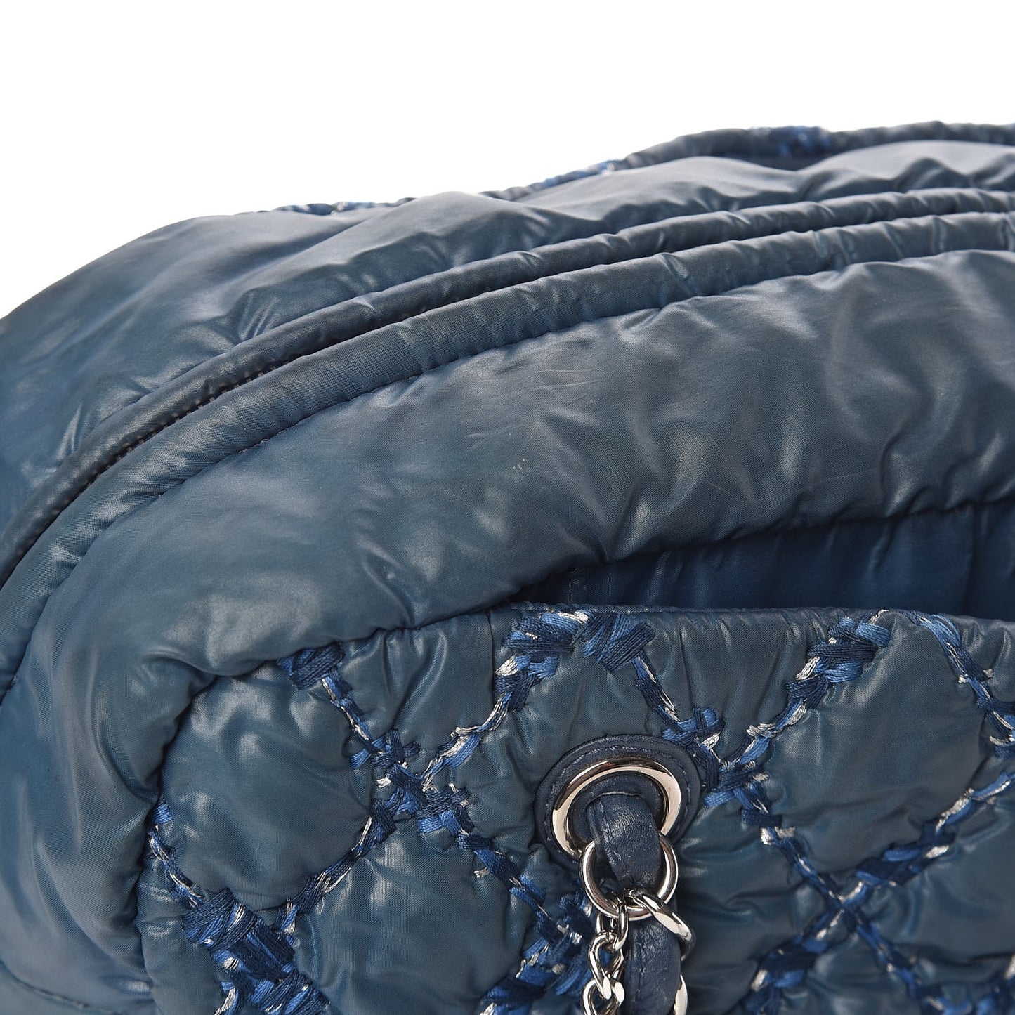Nylon Quilted Tweed Stitch Bubble Camera Case Blue