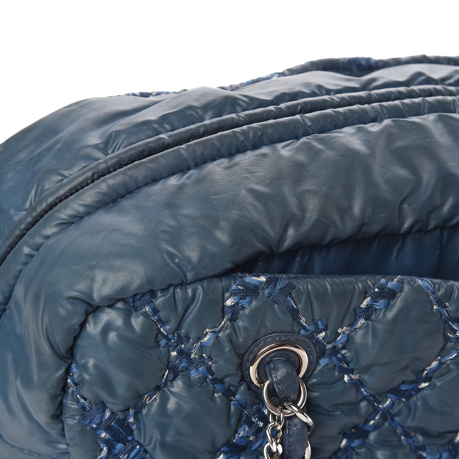 Chanel Nylon Quilted Tweed Stitch Bubble Camera Case Blue 12 of 15