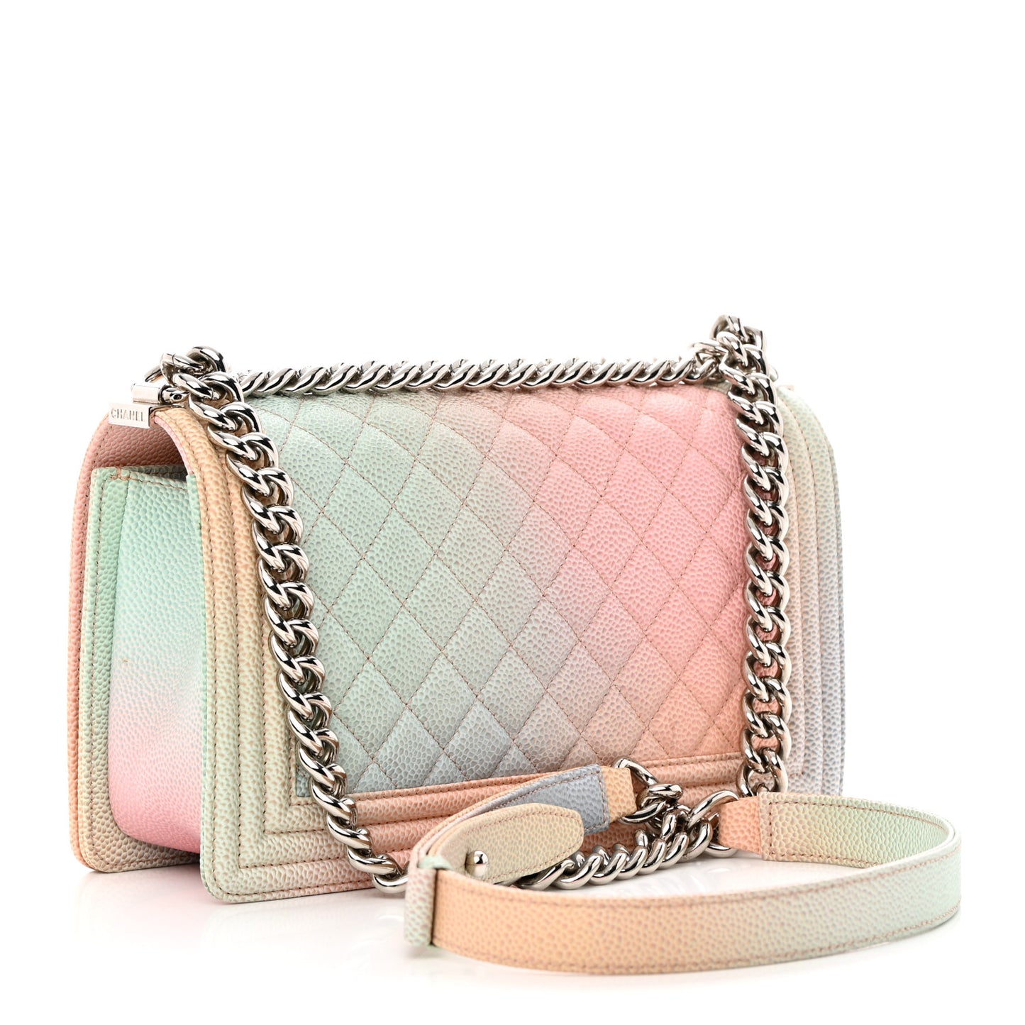 Caviar Quilted Medium Rainbow Boy Flap Pink Multicolor