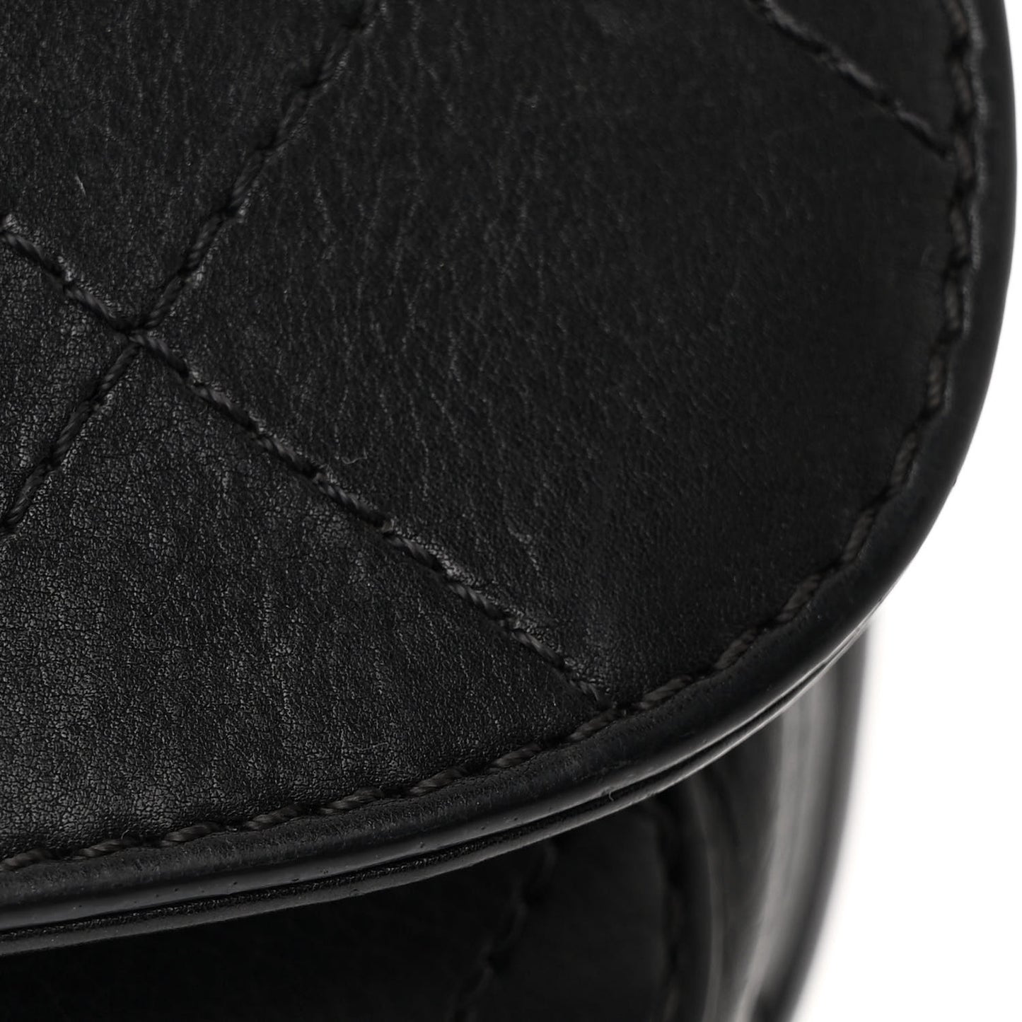 Calfskin Stitched Small Covered CC Flap Bag Black