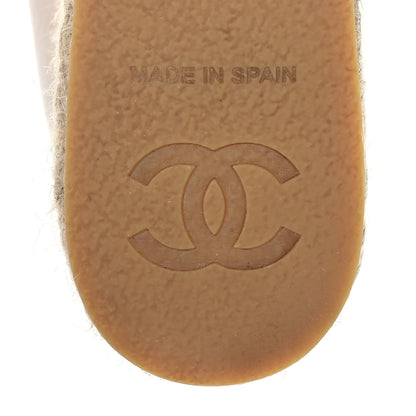 Chanel Lambskin Suede CC Espadrille Wedges 40 Beige Black 9 of 9