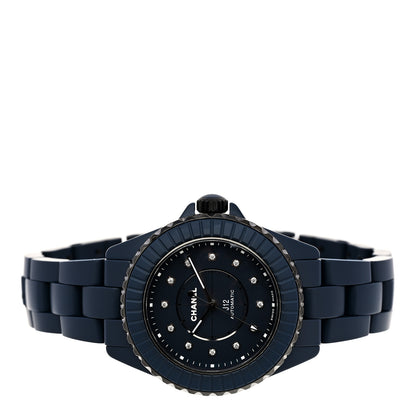 Chanel Stainless Steel Ceramic Diamond 33mm J12 Automatic Watch Blue 2 of 5